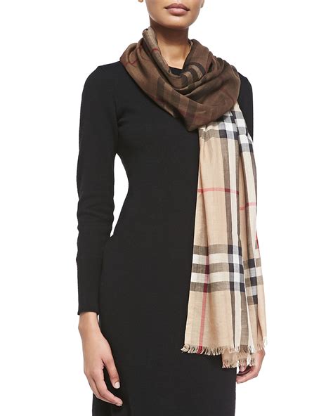 burberry check wool silk scarf camel brown|Burberry Giant Check Print Wool & Silk Scarf .